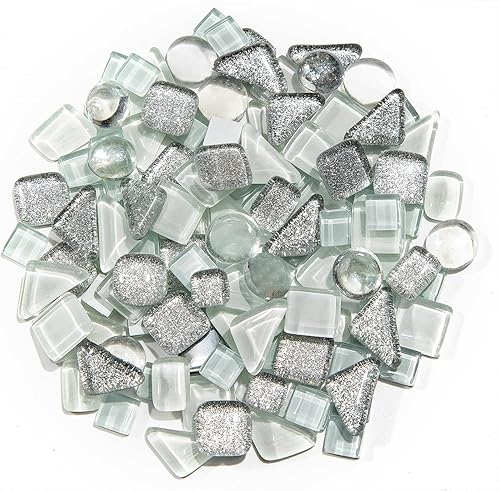 ZWCT Azulejo de mosaico de piedra de cristal irregular de 14.11 oz con purpurina, manualidades, baño, cocina, decoración del hogar, proyecto de arte