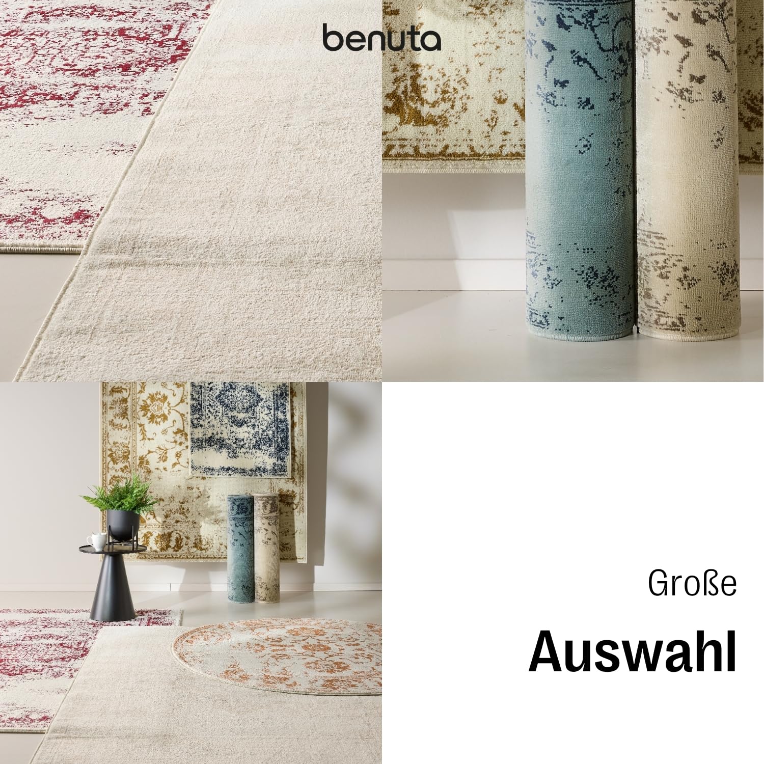 benuta Basic Teppich Suki - Creme/Rot 200x300 cm - Kunstfaser - Rechteckig & im Style: Vintage, Orient Style - Pflegeleicht für Wohnzimmer Schlafzimmer