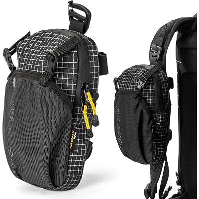 HIKEMAN Backpack Shoulder Strap Pouch - Smartphone Strap Pack,Waterproof Backpack Strap Pocket Attachment Bag for Hikers,Small Crossbody Bag Waist Pack for Sports Hiking Camping(Black)