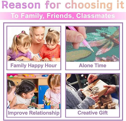 Miniatura 4 de CoHraeu Lotus - Kits de pintura de diamante para adultos, pintura de puntos de diamante de taladro completo para principiantes, pintura redonda 5D