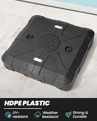 Miniatura 8 de Crestlive Products Base de sombrilla con ruedas, soporte voladizo para patio, relleno de agua y arena con peso de hasta 300 libras, base cuadrada