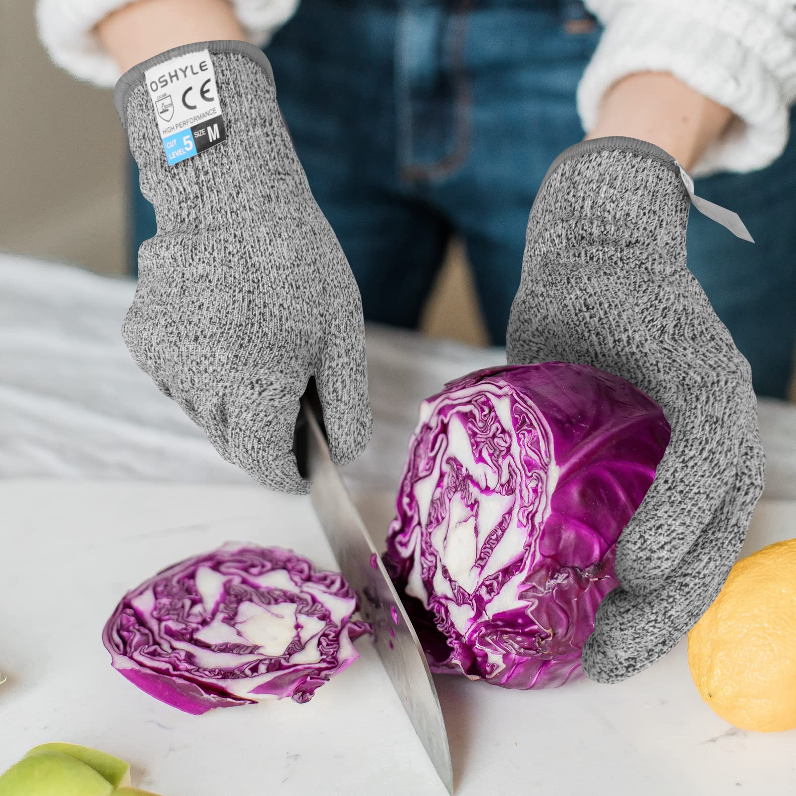 Guanti Antitaglio Glove Station Livello 5 – Resistenti E Certificati, Per Uso Alimentare, Grigio Granito, Taglia XL (1 Paio)