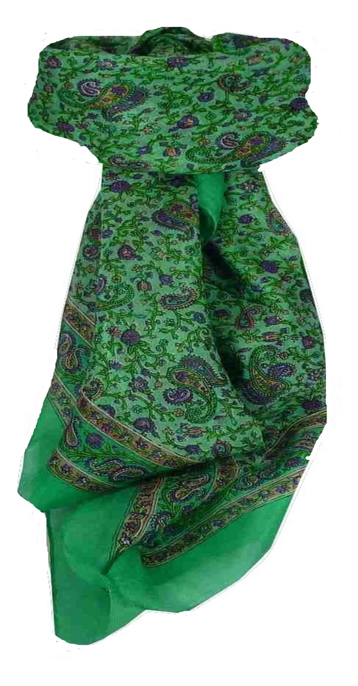 Pashmina & Silk Mulberry Silk Traditional Square Scarf Zena Light Teal