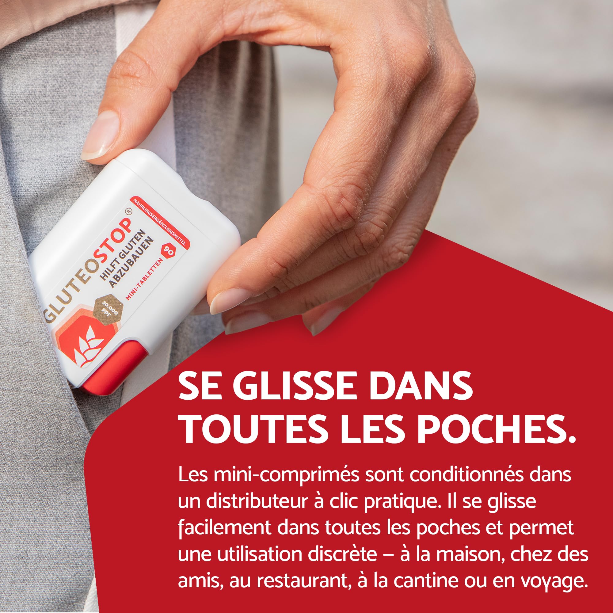 GluteoStop comprimés gluten enzyme 90 mini-comprimés aide décomposer sensibilité intolérance