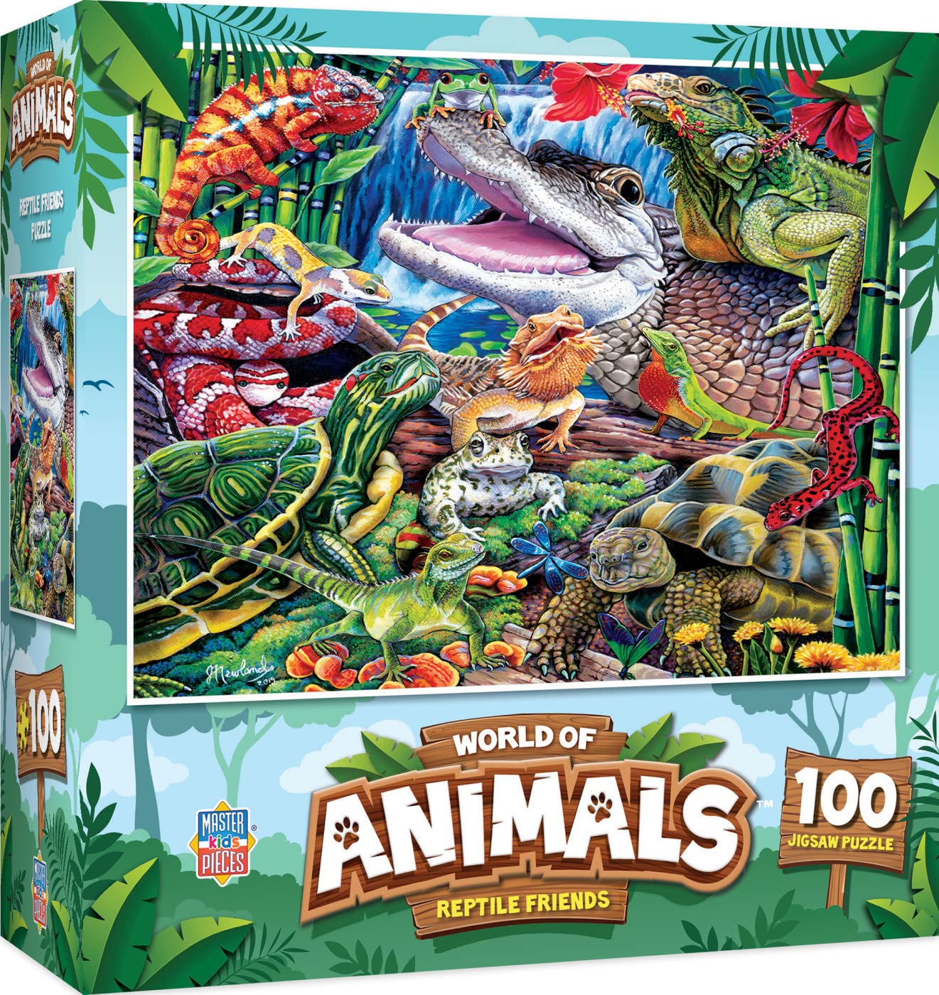 Photo 1 of MasterPieces Reptile Friends 100 Piece Jigsaw Puzzle for Kids Ages 4-8 - Mentally Stimulating, Durable Design, 14"x19"