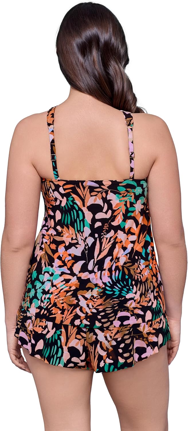 Aqua Green Womens Slimming High Neck Adjustable Swim Romper with Pockets - Image 4