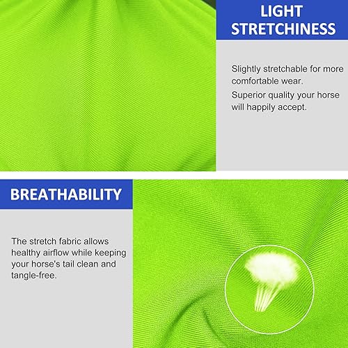 Vista 48 de Harrison Howard Bolsa de cola elástica transpirable con protector de cola de caballo, diseño de deslizamiento, protege la cola del caballo, correas