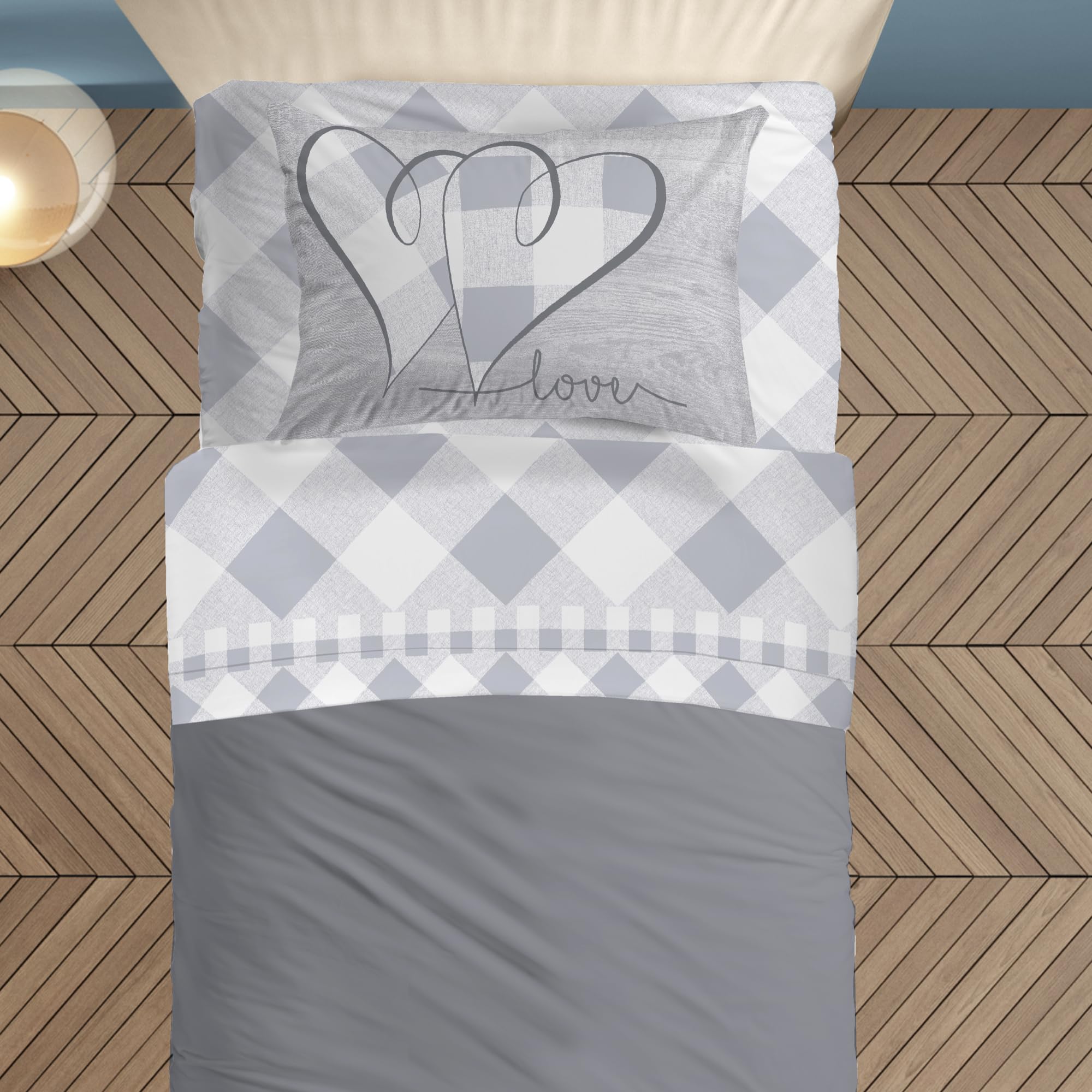 PENSIERI DELICATI 3/4 Bed Sheet Set, 100% Cotton, 120 x 200 cm, Includes Bottom Sheet, Top Sheet and 1 Pillowcase - Image 2
