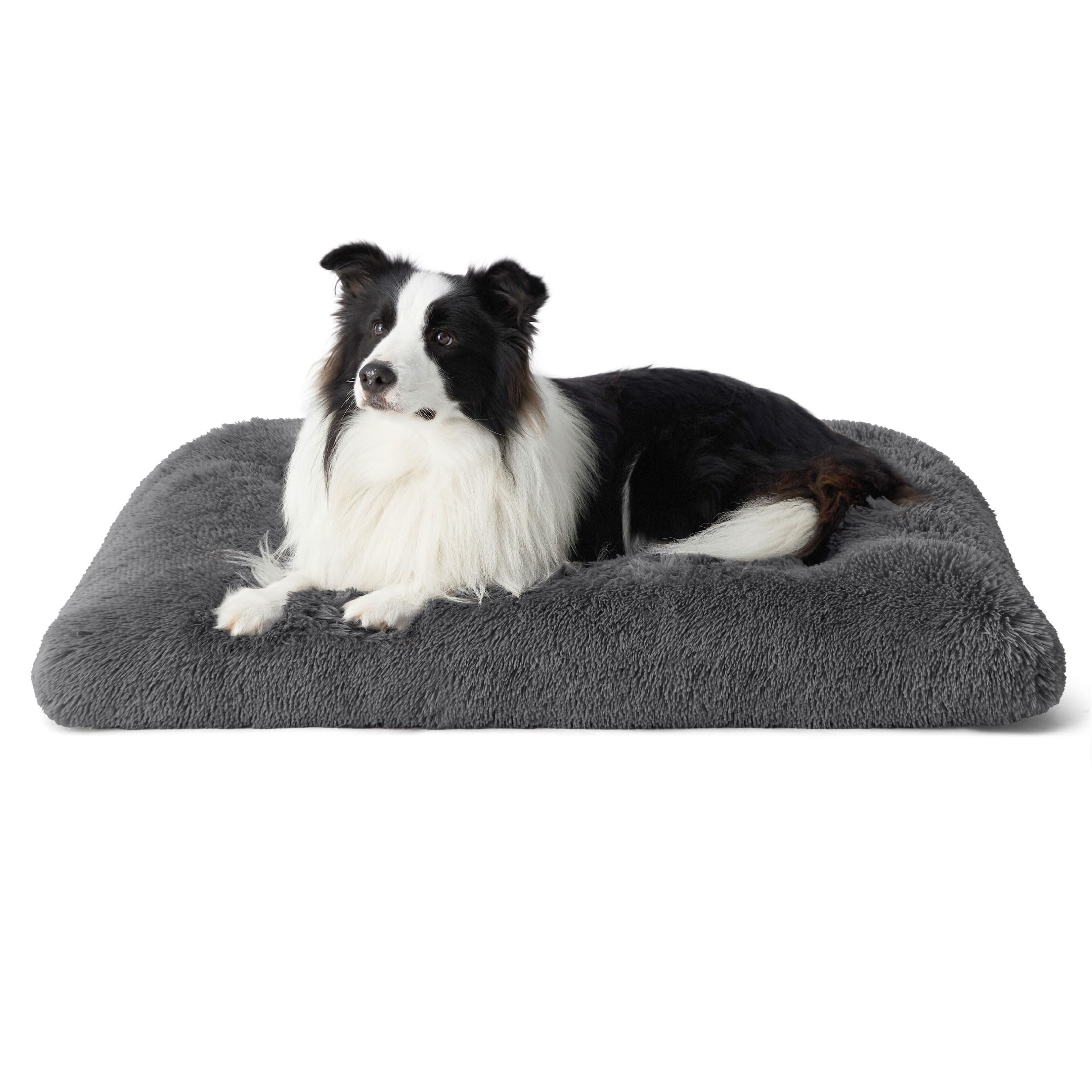 Bedsure Washable Large Dog Bed for Crate Faux Fur Dog Crate Pad for Large Breed Plush Soft Comfort