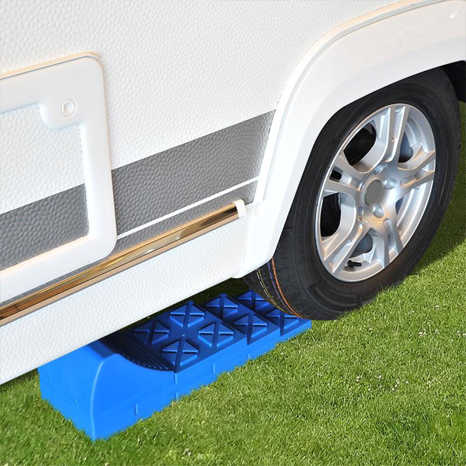 Set comprenant 2 cales multifonctions et 2 chandelles pour caravane ou camping-car