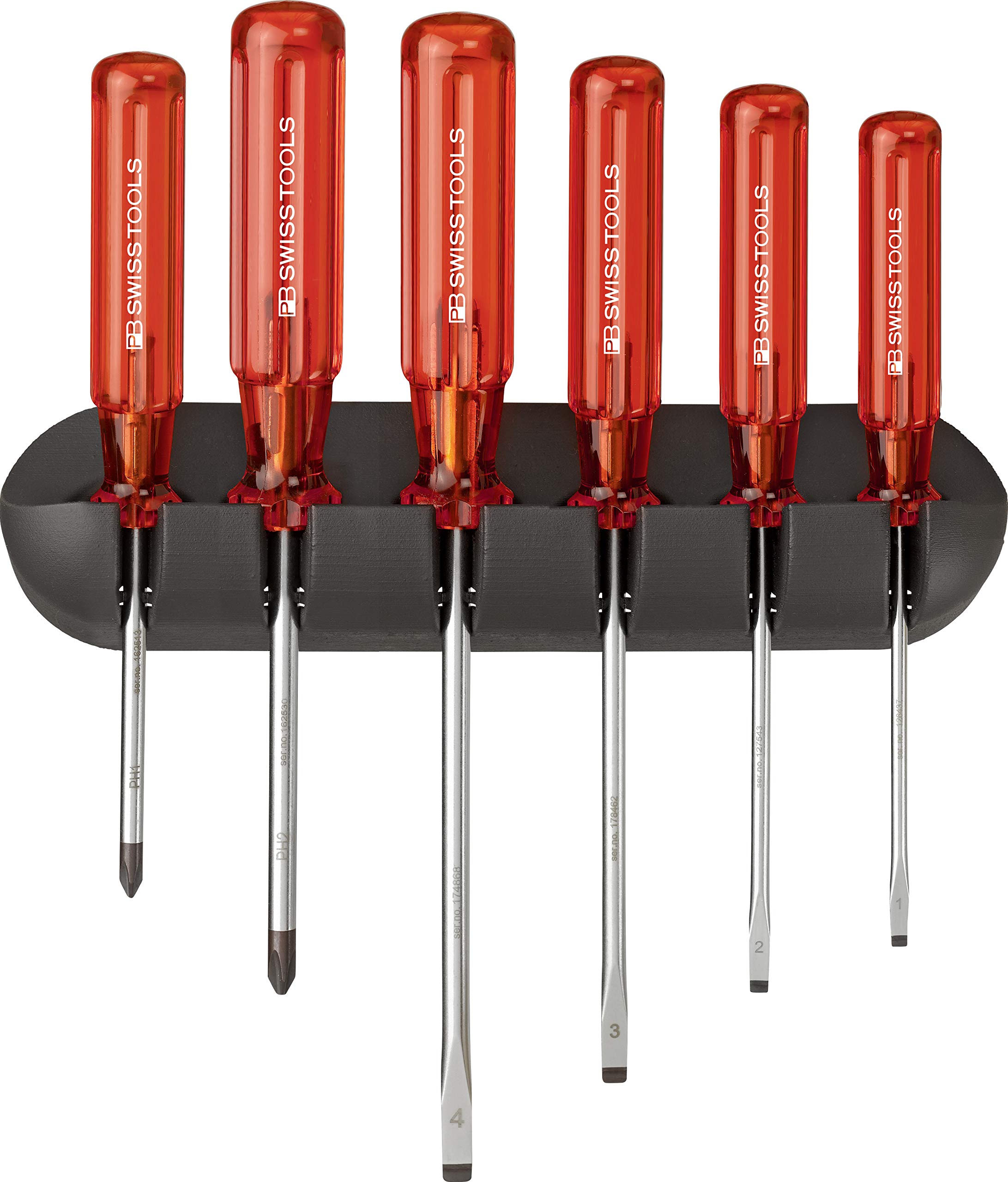 Wkrętaki płaskie i krzyżowe PH w uchwycie ściennym Classic PB Swiss Tools 244, zestaw 6-częściowy