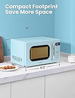 Vista 2 de COMFEE' - Horno microondas retro de tamaño compacto para encimera, base giratoria con memoria de posición, botón de encendido y apagado de sonido