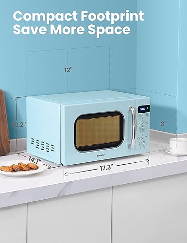 Miniatura 2 de COMFEE' - Horno microondas retro de tamaño compacto para encimera, base giratoria con memoria de posición, botón de encendido y apagado de sonido