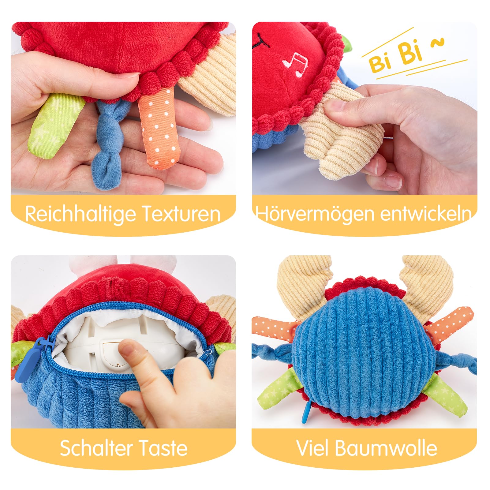 hahaland Krabbe Baby Spielzeug 6 8 9 10 12 Monate, Musikalische Krabbelspielzeug, Crawling Crab Tummy Time Toy, Spielzeug ab 6 Monate fürs Krabbeln Lernen, Baby Geschenk Babyspielzeug ab 1 2 Jahre