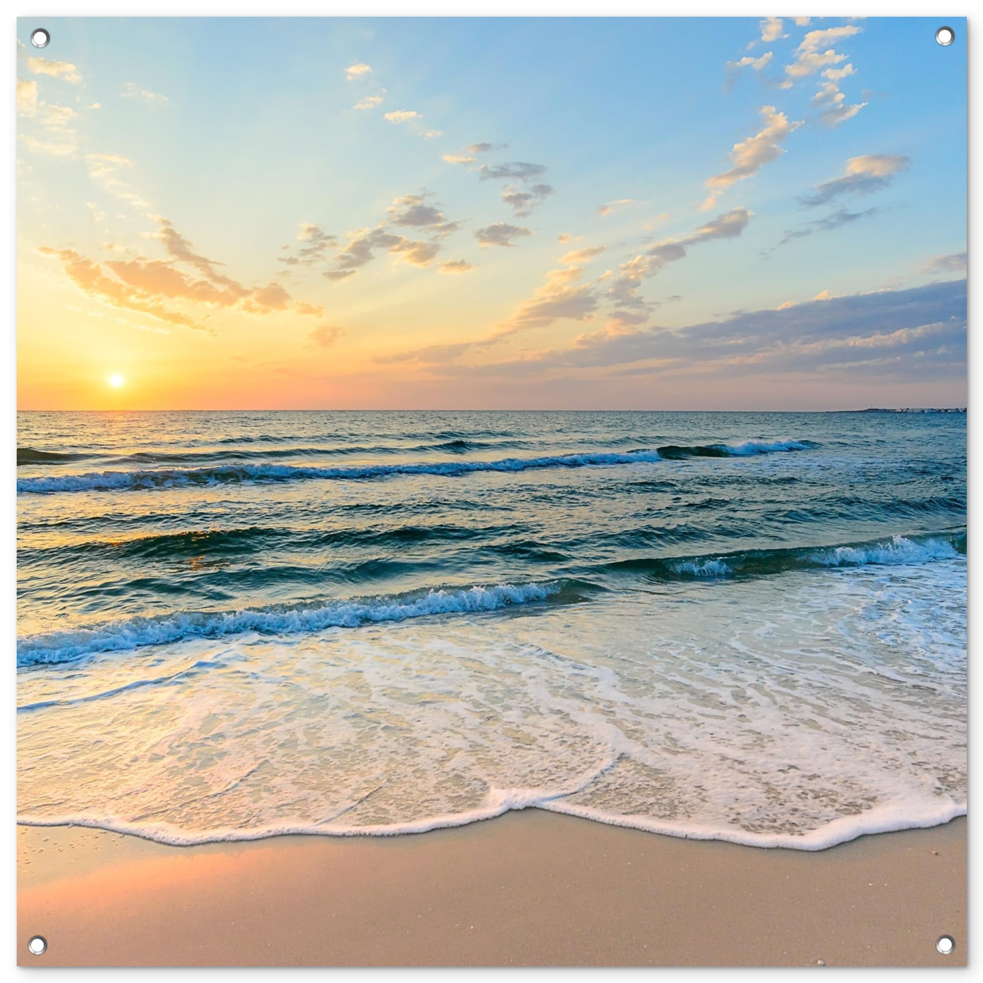 MuchoWow© Garden Decor 39"x39" / 100x100 cm Balcony Accessories Outdoor Decorations Posters Wall Art For Gardens Outside Poster Decoration Beach - Sea - Sunset - Gulf — image 1