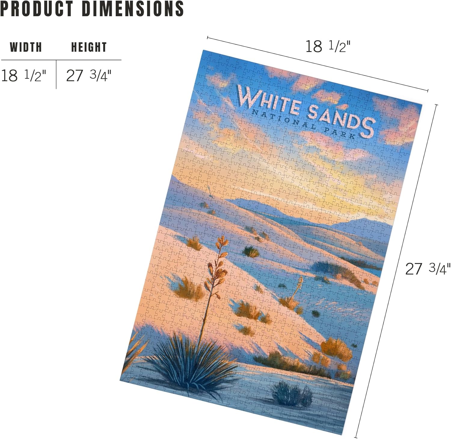 "Lantern Press White Sands National Park, New Mexico, Oil Painting, 1000 Piece Jigsaw Puzzle for Adults, Made in USA with Reference Poster"