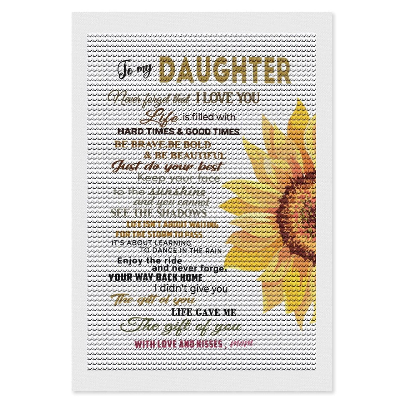 Junmoney to My Daughter from Mom Full Drill Diamond Painting Kit 8"x12", Mindful Craft Activity, Bedroom Decor, for Adults, Gift Idea