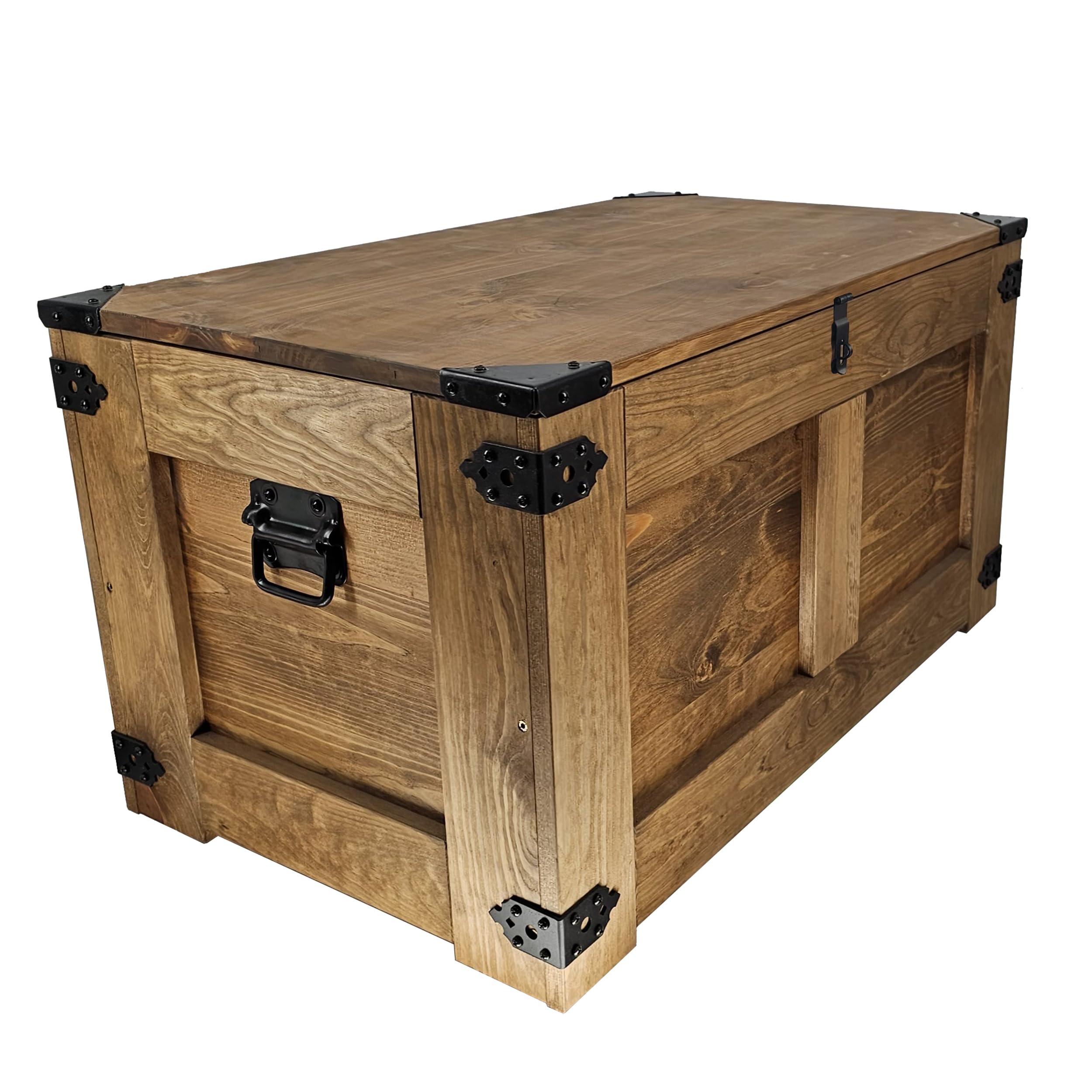 CREATIVE COOPER coffre en bois, boîte de rangement table basse rustique, coffre à jouets, 77x49x45 cm, artisanal, huile de bois eco brun