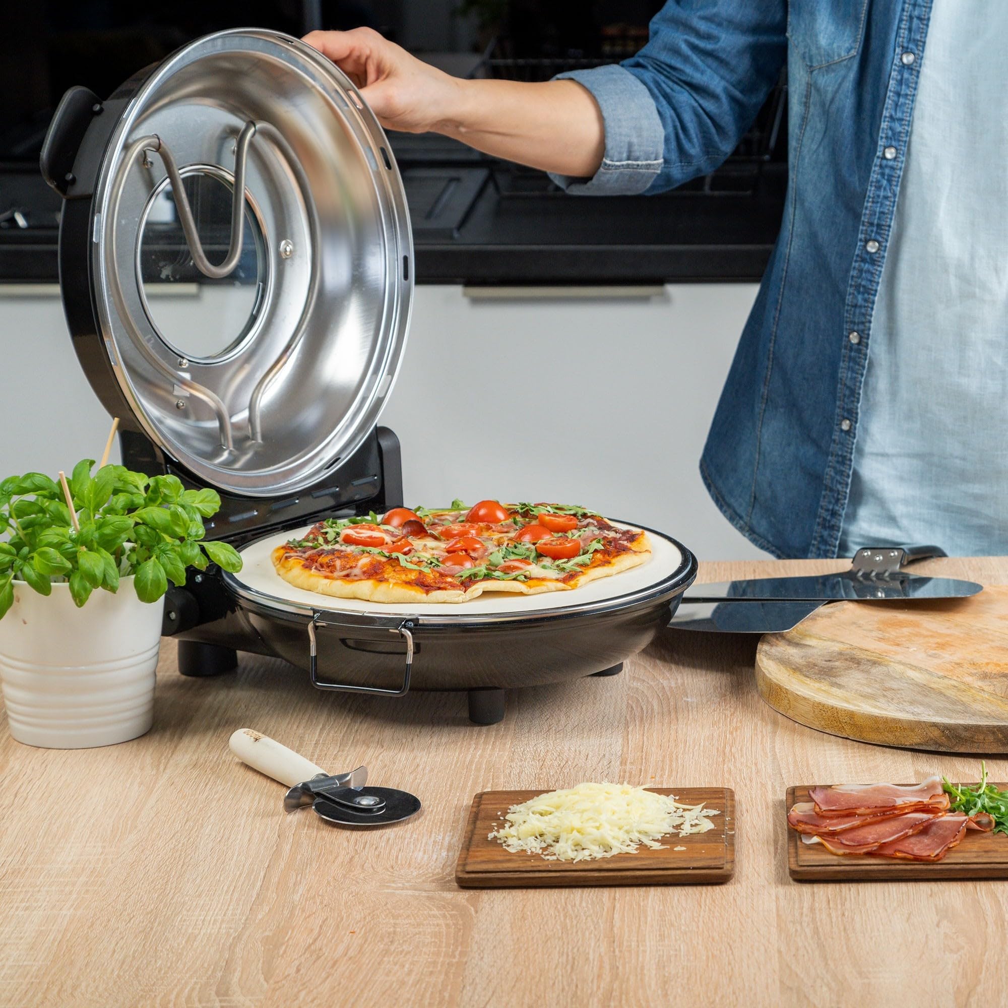 Teesa TSA3231 Supreme Forno per Pizza, Steen, Nero