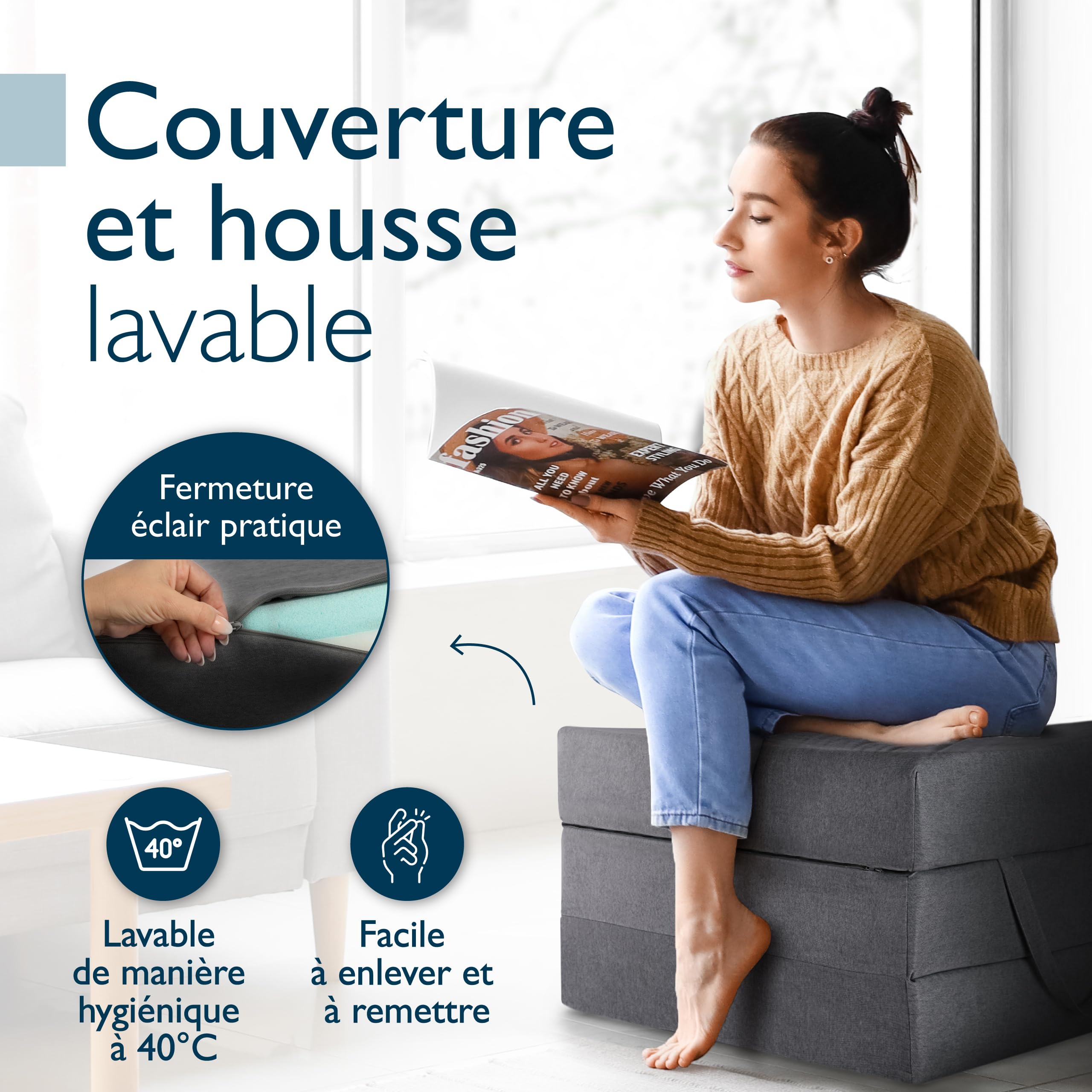 Beautissu Premium XL Vouwmatras 100x200 cm incl. Tas – Opvouwbaar Logeermartas Extra Dik 14 cm Traagschuim – Wasbare Hoes, Eenvoudig Transport & Hoog Slaapcomfort Opvouwbaar Gastenmatras – Grijs