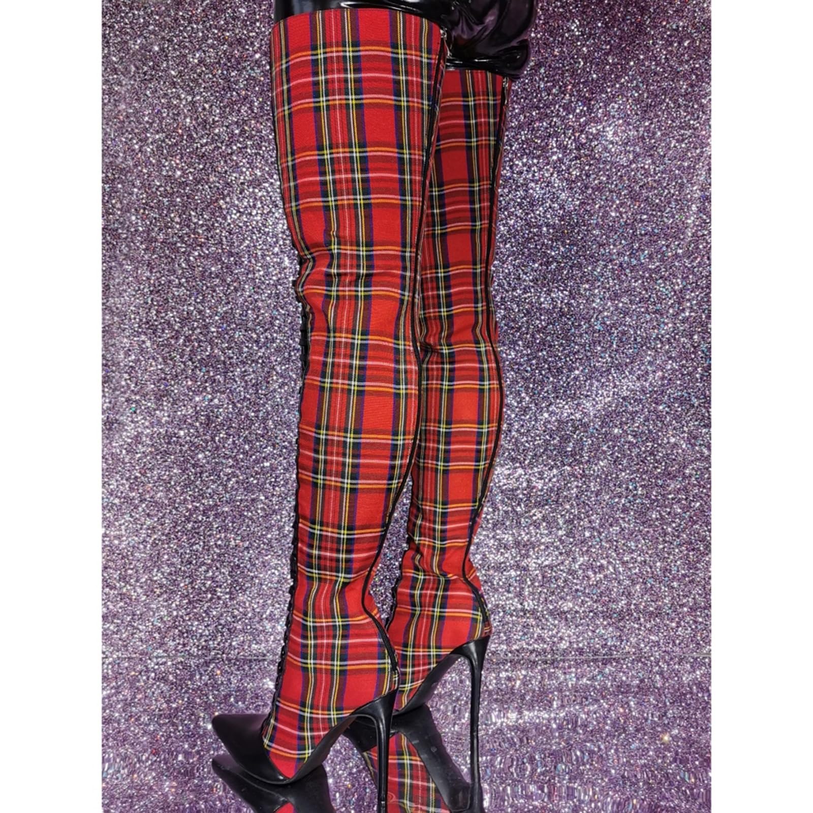 Tacones Altos para Mujer. Botas Rojas Puntiagudas por Encima de la Rodilla para Mujer. Botas de tacón Alto de Aguja para Mujer. Botas hasta el Muslo para Bailarinas de Striptease