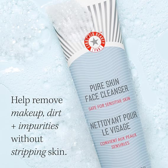First Aid Beauty Sensitive Skin Starter Set – 3 Safe Products: Facial Radiance Exfoliating Pads, Pure Skin Face Cleanser & Ultra Repair Cream Moisturiser