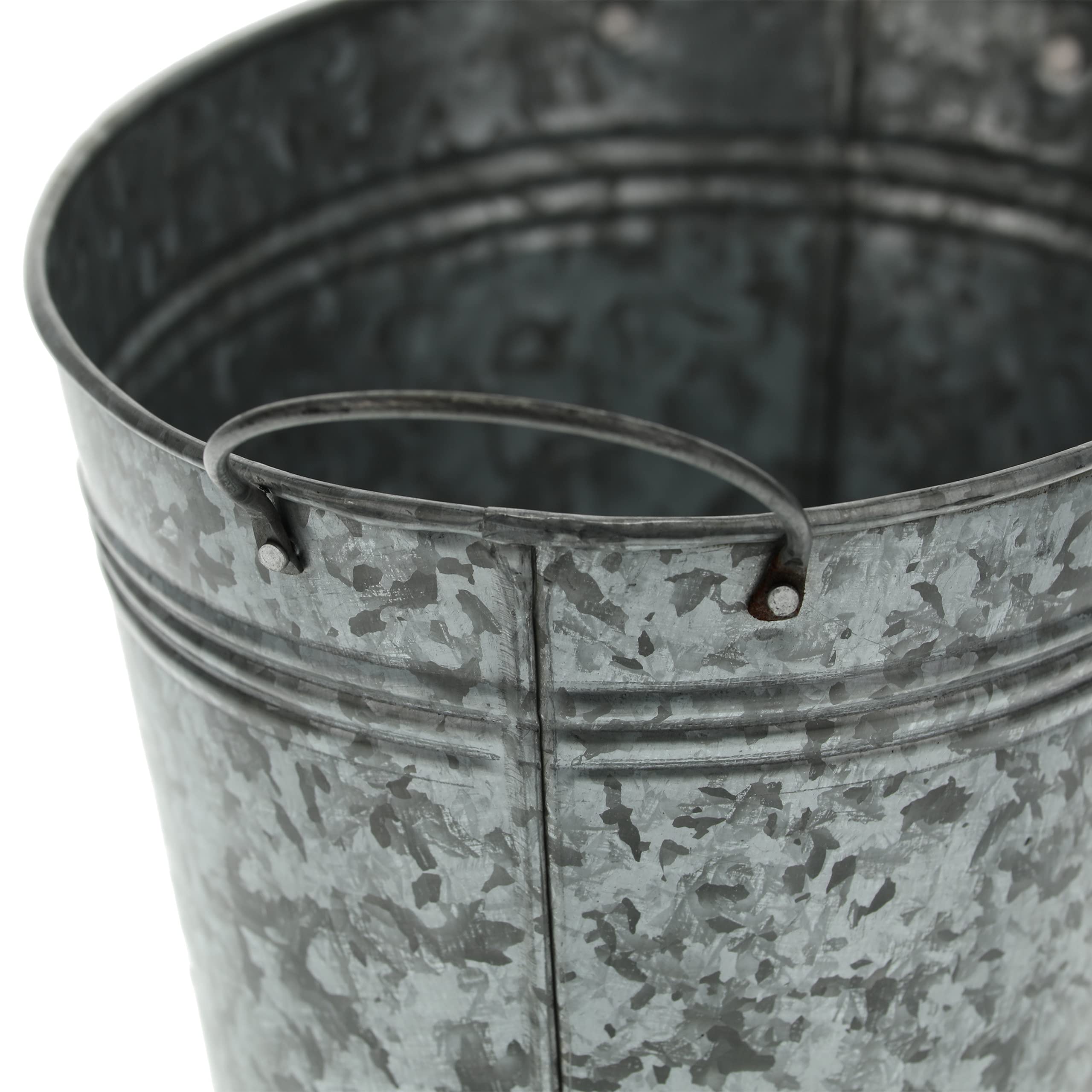 Relaxdays Pack 4 Macetas de Metal, Tiestos Flores de Exterior, Jardineras Ovaladas, 15,5x29x17,5 cm, Vintage, Plateado