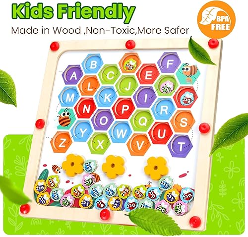 Miniatura 3 de Tablero magnético de laberinto de letras del alfabeto, juguete Montessori de madera para habilidades motoras finas, juguetes de clasificación para