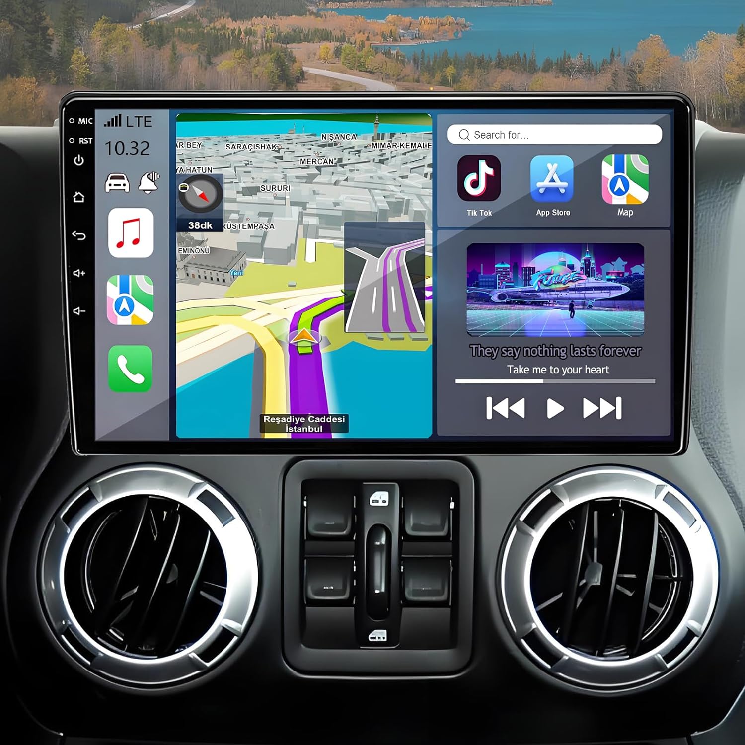 Car Stereo Radio for Jeep Wrangler JK 2007-2018: 4G+64G Android 14 10.2 Inch Touchscreen Head Unit Replacement with Wireless CarPlay Android Auto GPS Navigation