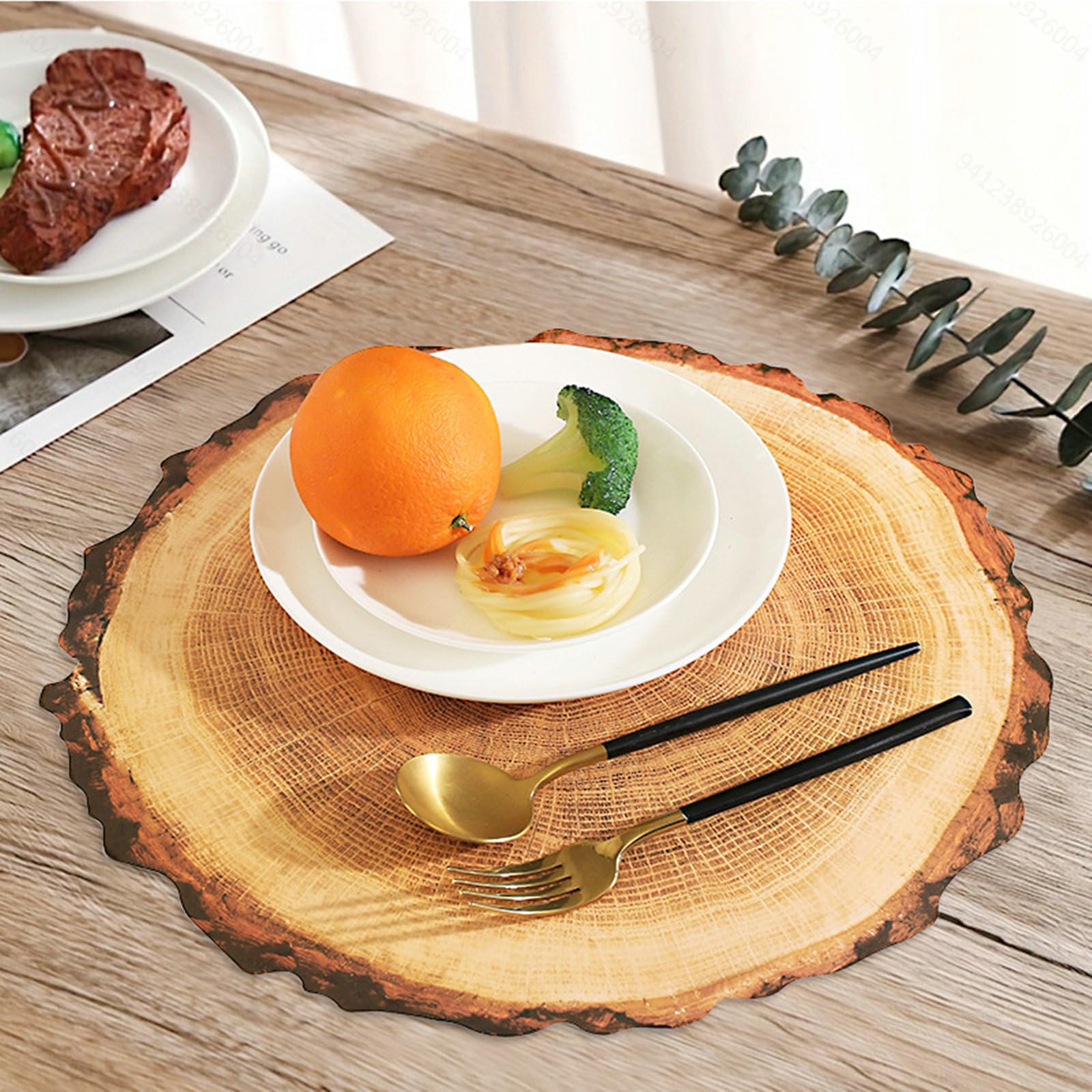 Tischset 10 Stück, Platzdeckchen 38CM rutschfest Holzmaserung Platzset für Glastisch