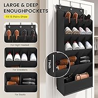 Vista 4 de Over the Door Shoe Rack with Large Deep Pockets, Door Shoes Organizer for Closet, Hanging Boots Shoe Rack, Behind the Door Narrow Shoe Holder
