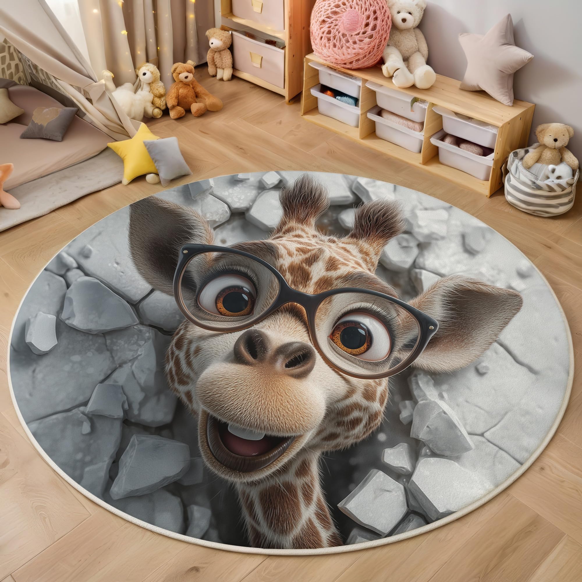 Tapis de salon rond doux 200cm antidérapant pour sol chambre