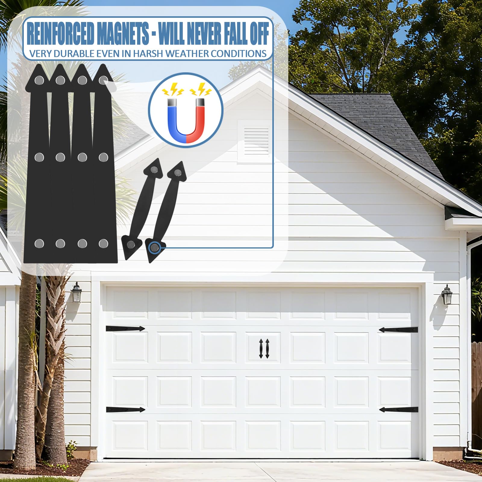 Snapklik.com : Garage Door Magnetic Hardware Decorative Faux Hinges