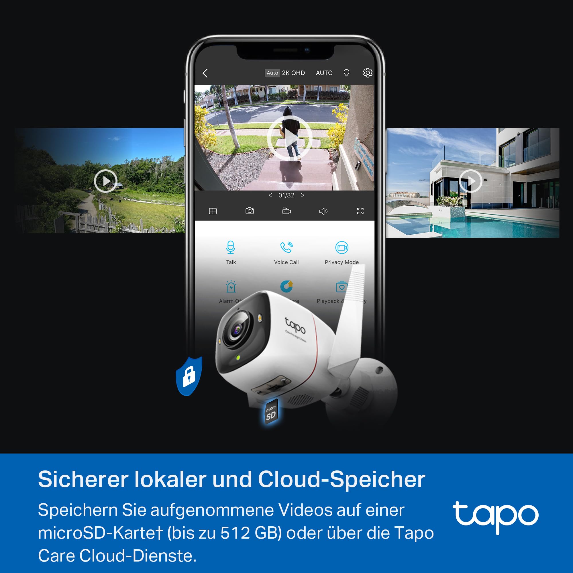 Tapo TP-Link C325WB Überwachungskamera Außen, ColorPro & IR Nachtsicht, Objektiv mit Superblende, 2K Auflösung, kostenlose KI-Erkennung, IP66, 2-Wege Audio, Alarmmeldung
