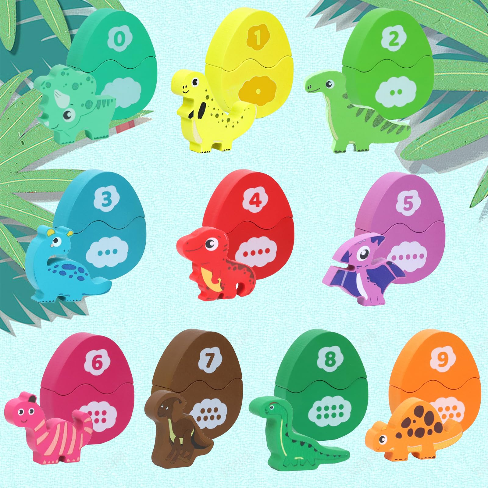 Juego De Huevos De Dinosaurio De Madera Montessori – Apila, Empareja Y Aprende Colores Y Números