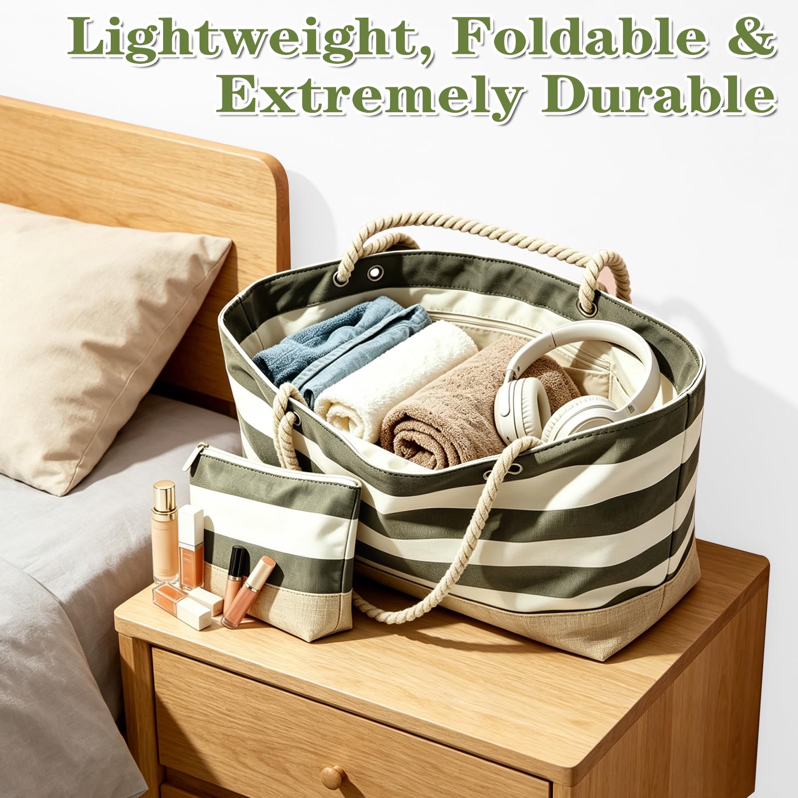 GEEKEO Sac de plage - Grand sac de plage pour femme - Imperméable et résistant au sable - Avec fermeture éclair - Sac de plage - Sac de plage - Sac de courses pour femme - Voyage de plage