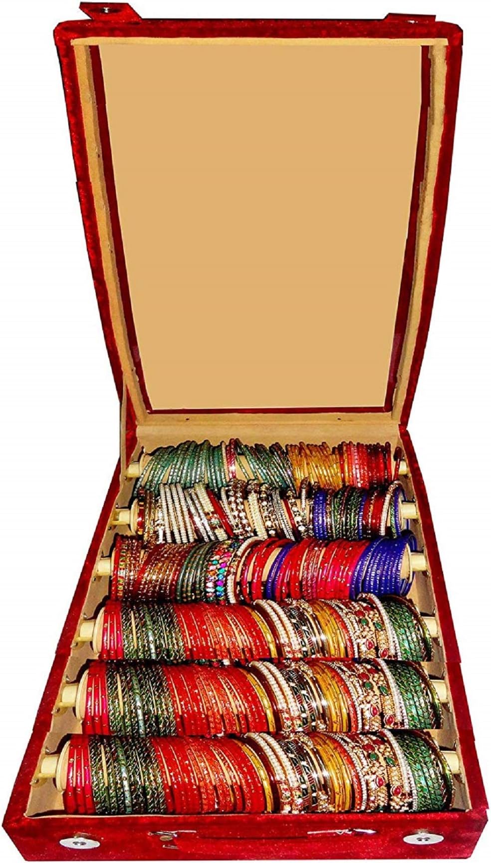 Sarohi 6 Roll Rod Wooden Velvet Bangles Box