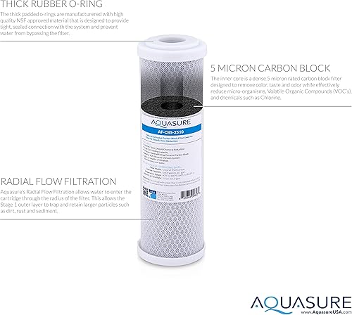 Miniatura 3 de Aquasure Pioneer Series - Filtro de repuesto para ósmosis inversa y filtro de agua debajo del fregadero, 10.0 x 2.6in