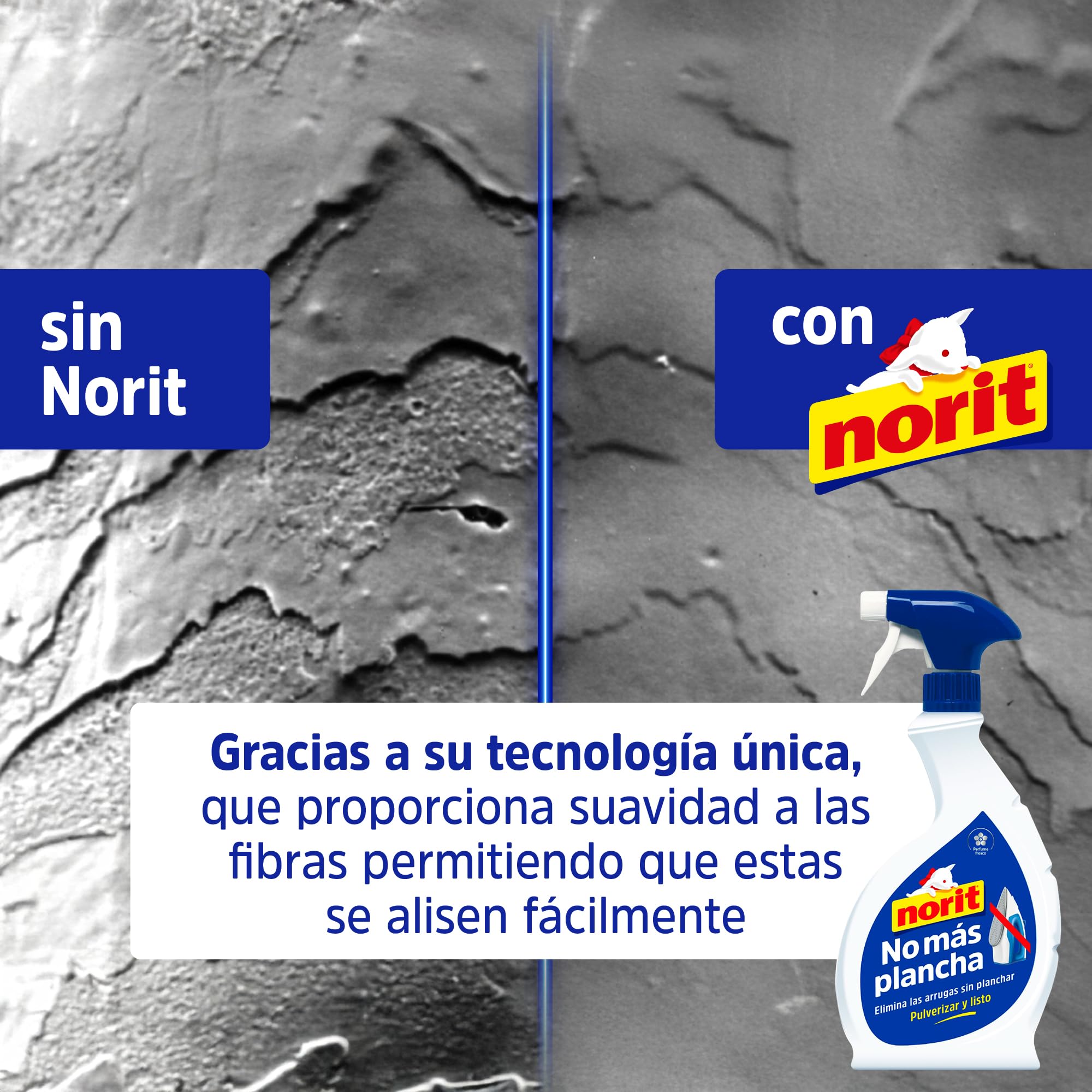 Norit - No Más Plancha, Spray Antiarrugas, Elimina Arrugas Sin Necesidad de Planchar, Aroma Fresco, Apto para Todas las Prendas, Fórmula Respetuosa - 500 ml