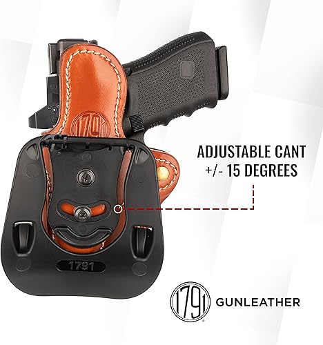 Miniatura 2 de 1791 GUNLEATHER Glock 19 - Funda de remo OWB CCW G19 - Funda de piel para pistola para cinturones - Compatible con Glock 19, 23, 27, Sig P225,