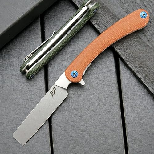 Miniatura 3 de Eafengrow EF939 Cuchillo plegable, hoja de acero D2 con mango de micarta EDC para trabajo de campamento (marrón micarta)