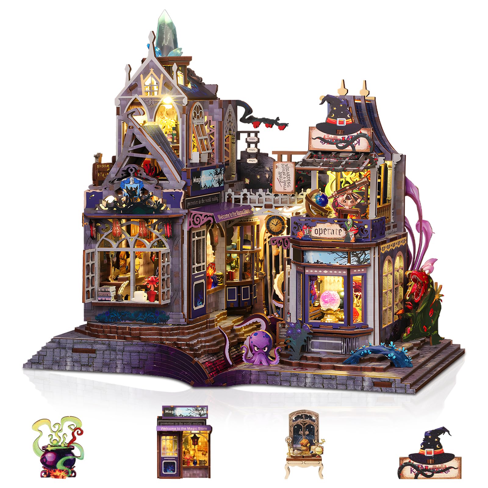 Foyucool DIY Miniature House Kit for Adults, Tiny House with LED Lights