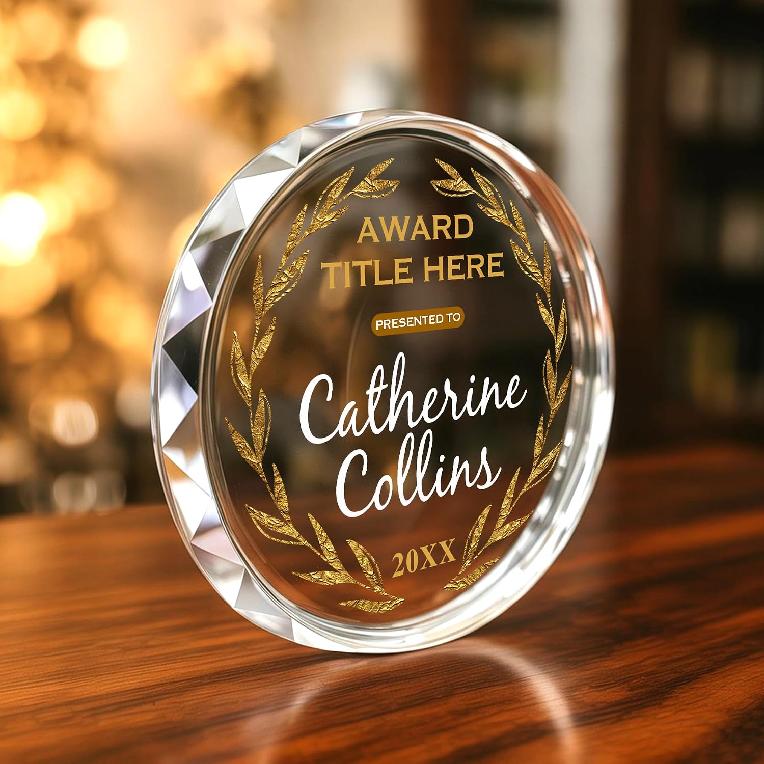 Basic Fundamentals 7" Round Custom Glass Plaque for Awards and Trophies Custom Award Plaque for Employee of the Month, Retirement, Leadership and Appreciation Gifts (Design 1)