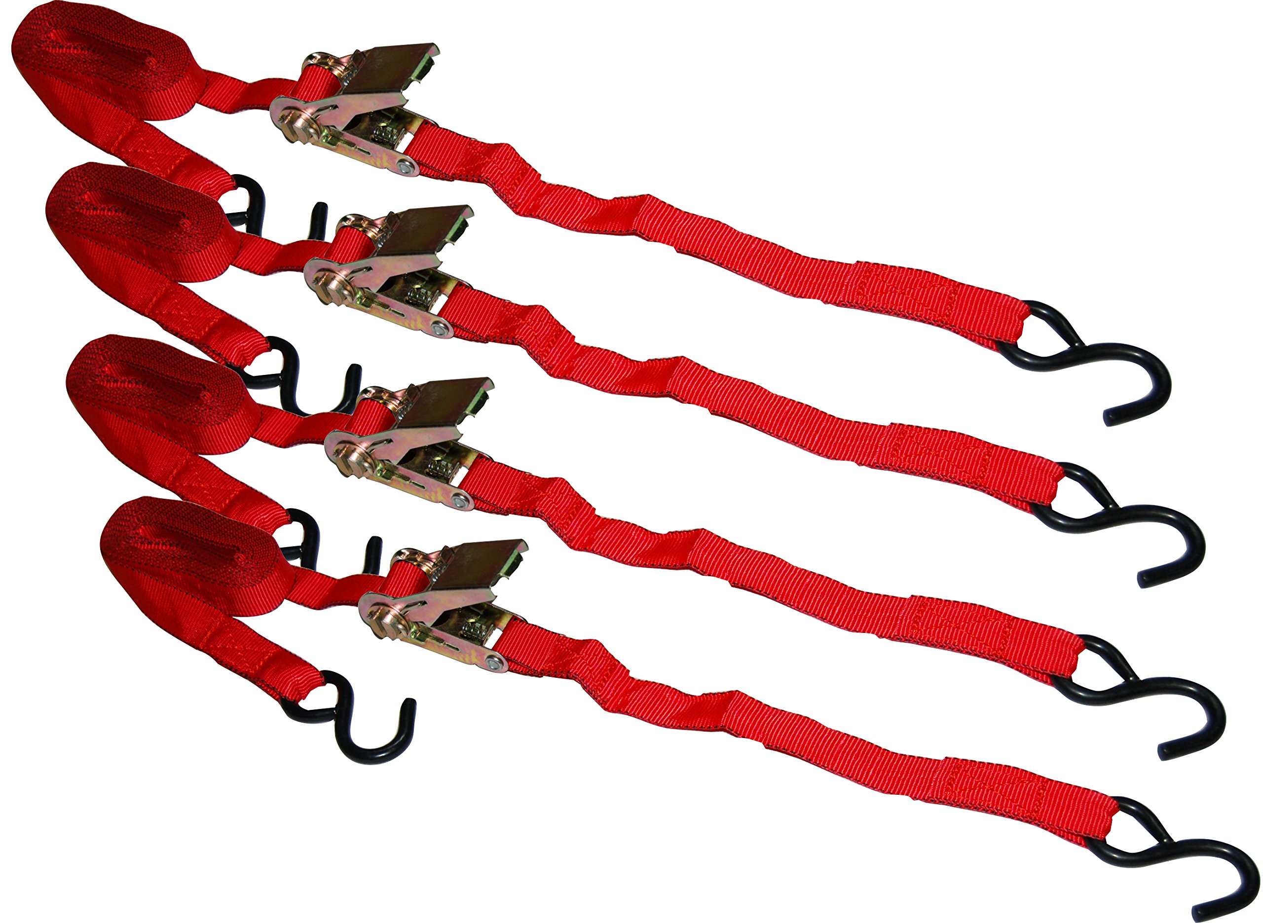 Ancra Cargo S-Line SL16 Ratchet Tie Downs with S-Hooks, 1-Inch by 10-Feet, 300-Pounds Working Load Limit, 4-Pack