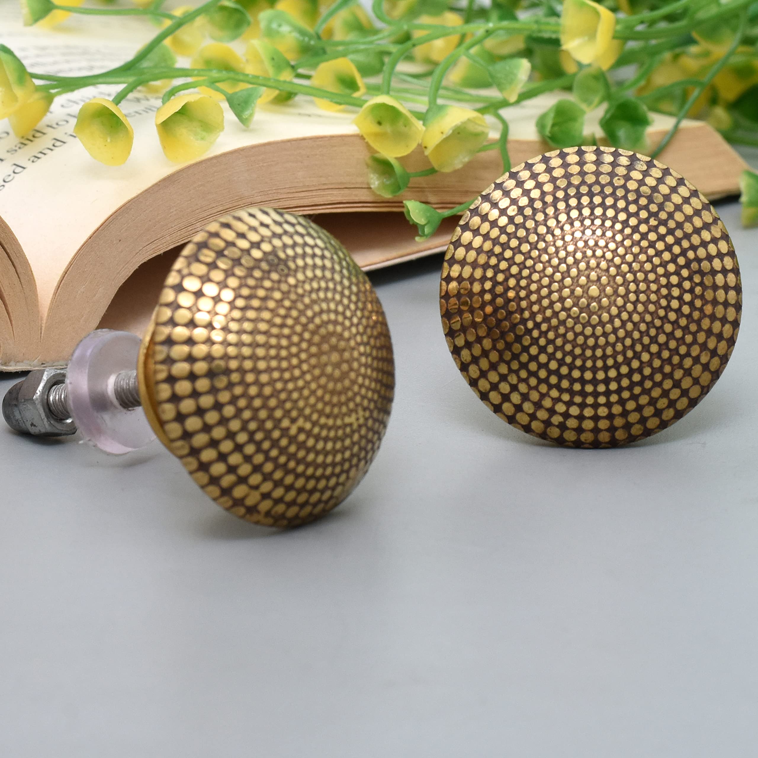 IndianShelf Pack of 15 Knobs | Brass Pull Drawer | Gold Fancy Cabinet Knobs | Dotted Cupboard Pulls | Single Hole Knobs (B0BLSCCDCZ) Amazon Price History, Amazon Price Tracker