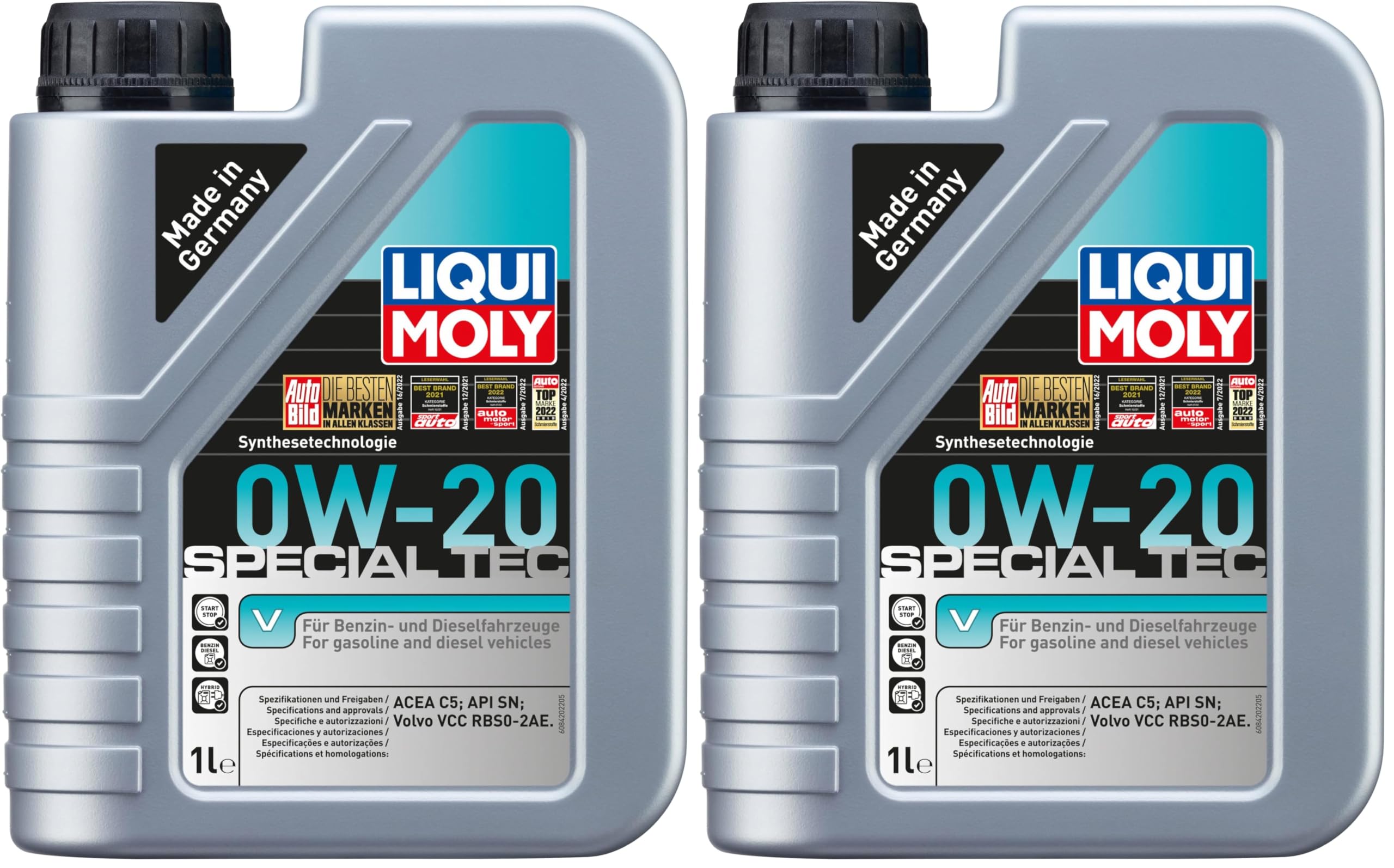 LIQUI MOLY Special Tec V 0W-20 | 1 L | Synthesetechnologie Motoröl | Art.-Nr.: 8420, farblos (Packung mit 2)