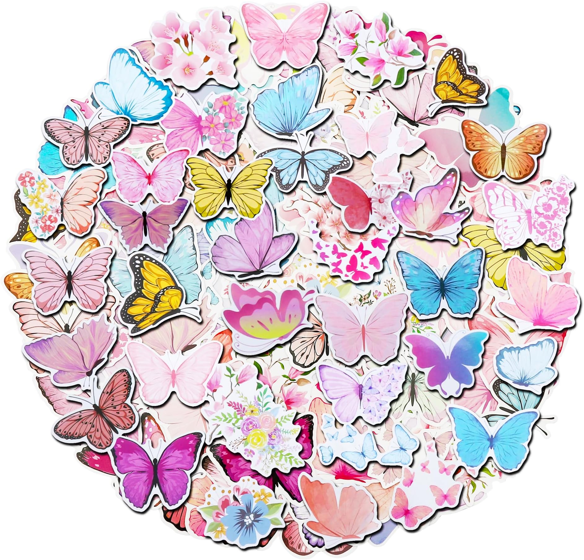 Amazon.com: 100 Pack Butterfly Stickers, Butterfly Party Favors ...