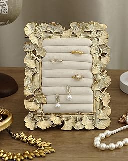 Jewelry Display Stand Vintage Necklace Organizer Ring Holder Earring Tray Resin Jewelry Photography Props Frame with Velvet Backing for Gifts