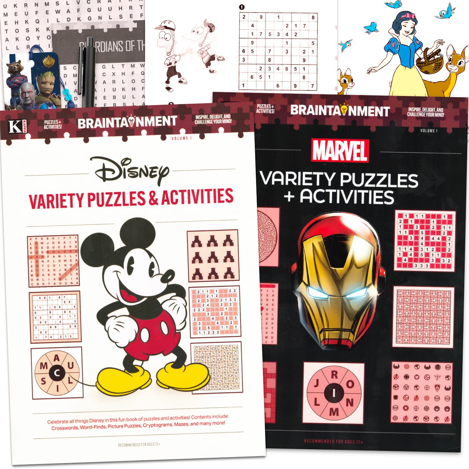 Mickey Mouse and Marvel Ppuzzles and Activities Book 2 Pack for Teens, Adults - Bundle with 2 Disney and Marvel Word Search and Coloring Book Book Plus Pen | Word Search Puzzle Books for Adults