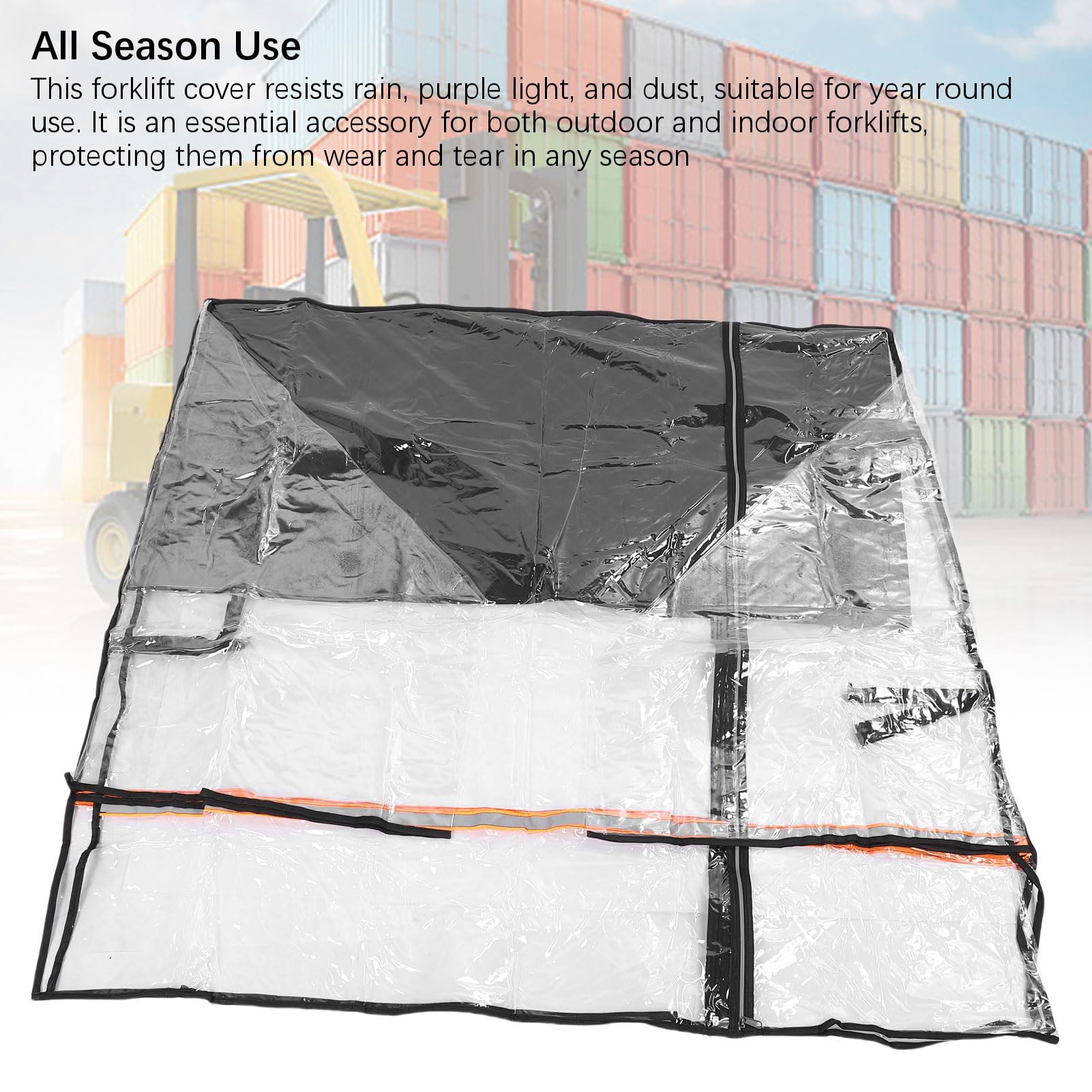Universal-Regenschutz für Gabelstapler, transparentes EVA-Allwetter-Schutzgehäuse, 144,8 x 119,4 x 132,1 cm